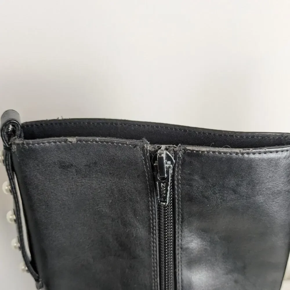 Zara Kids girls knee high black faux leather riding boots size 35 2.5
